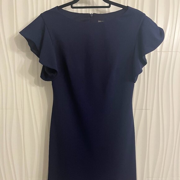 Vince Camuto Navy Flutter Sleeve Ruffle Hem Dress – Size S - Picture 1 of 3